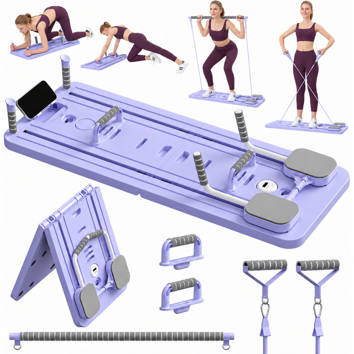 Planche Pilates ÉLANE violette utilisée à domicile